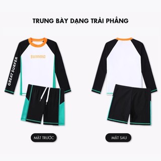 Đồ bơi bé trai tay dài YOUYOU polyester cao cấp thoáng khí chống nắng cho bé đi biển hồ bơi BD34082Y
