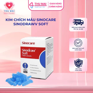 Kim chích máu đầu tròn Sinocare Sinodrawv Soft tiệt trùng không đau dùng cho máy đo đường huyết - Hộp 50 kim