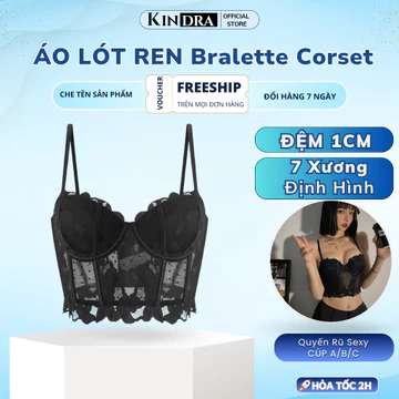 Áo Bralette Corset Pust Up Đệm Mỏng Có Gọng Cúp Ren 7 Xương Định Hình Kindra AV.30