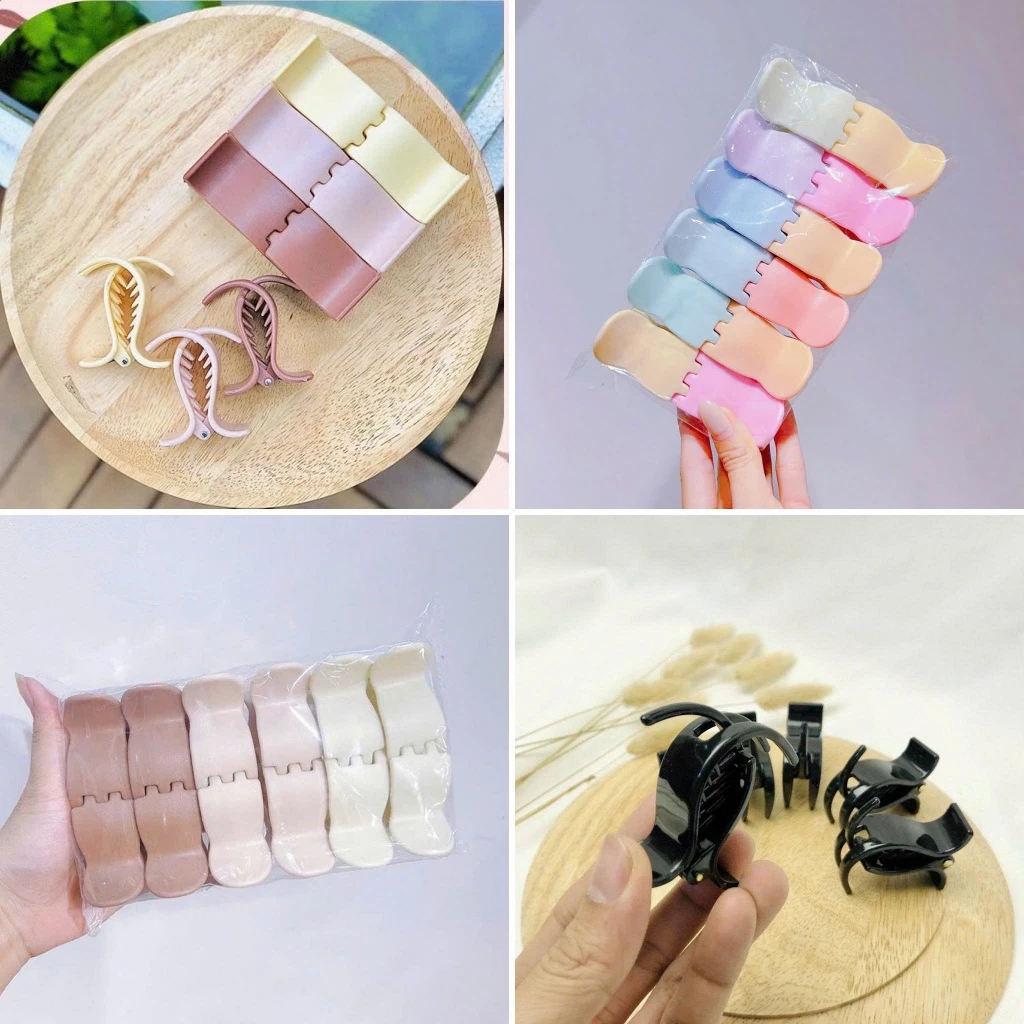 Kẹp Tóc Càng Cua 3 Răng, 5 Răng Nhựa Nhám, Bóng Nhiều Màu Xinh Xắn Phụ Kiện Tóc Nữ Empoli