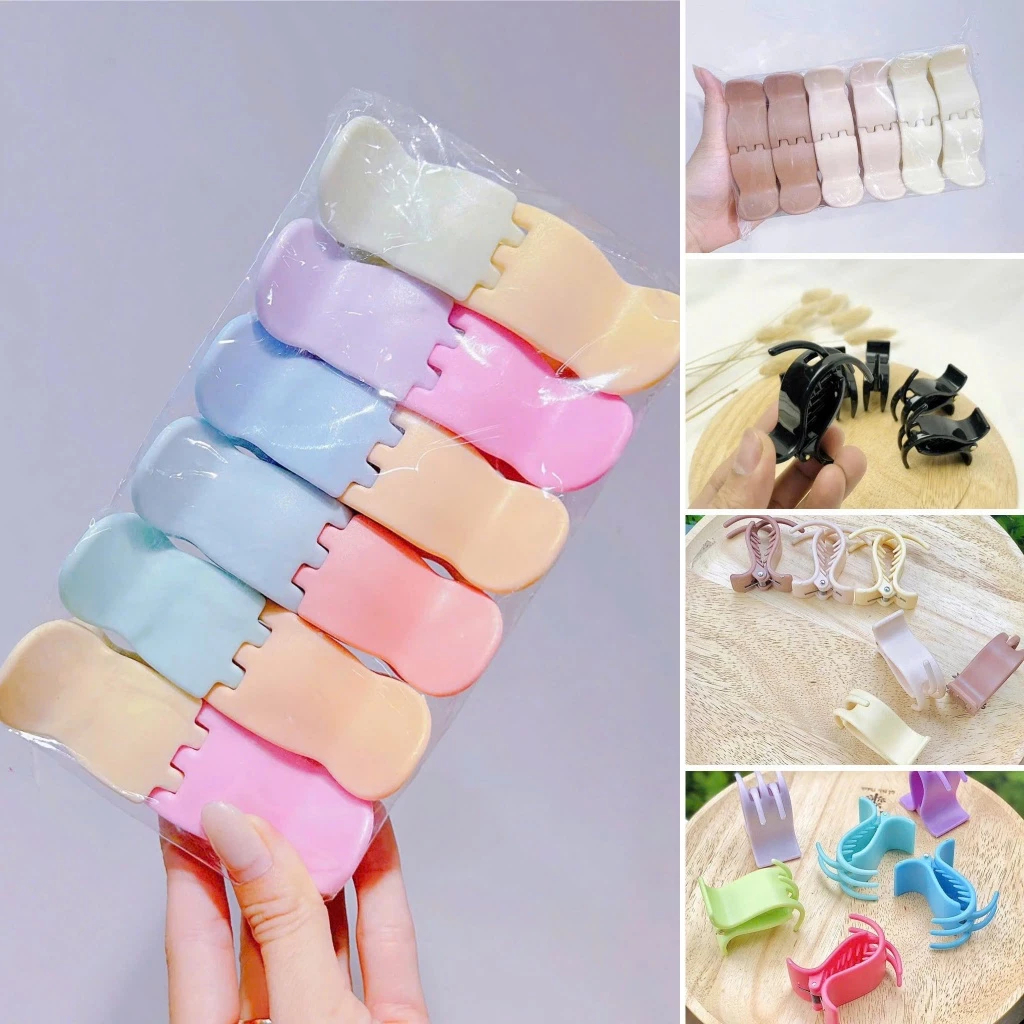 Kẹp Tóc Càng Cua 3 Răng, 5 Răng Nhựa Nhám, Bóng Nhiều Màu Xinh Xắn Phụ Kiện Tóc Nữ Empoli