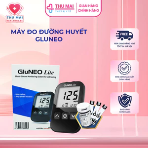 Máy đo đường huyết Gluneo kèm 25 que thử đường huyết, 25 kim chích máu Nhập khẩu Hàn Quốc