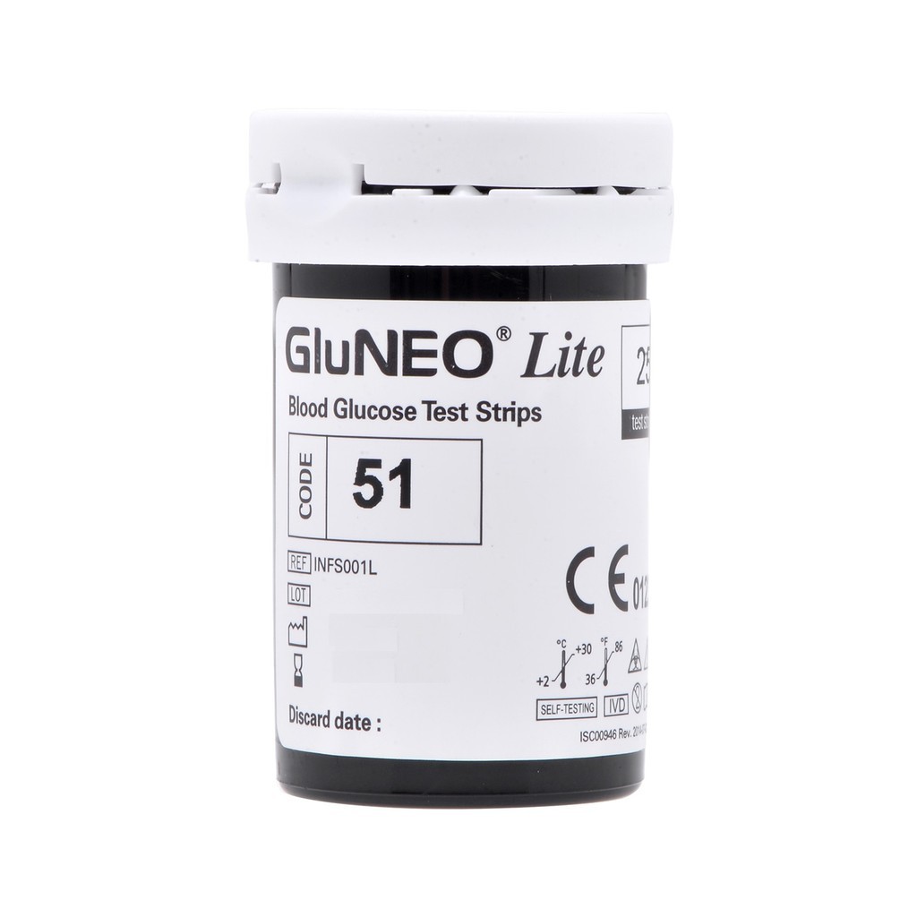 Máy đo đường huyết Gluneo kèm 25 que thử đường huyết, 25 kim chích máu Nhập khẩu Hàn Quốc