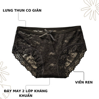 Quần lót nữ ren phối hoa sexy gợi cảm - Quần chip nữ cao cấp thoáng khí đáy lót kháng khuẩn L104