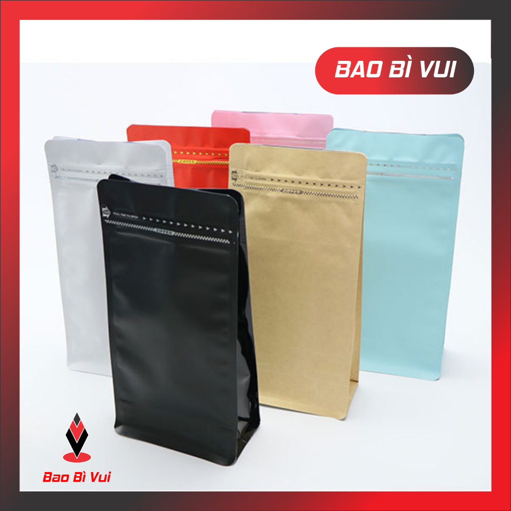 [1KG] TÚI ZIP XÉ 8 CẠNH _ZIP ĐÁY VUÔNG - BAO BÌ VUI
