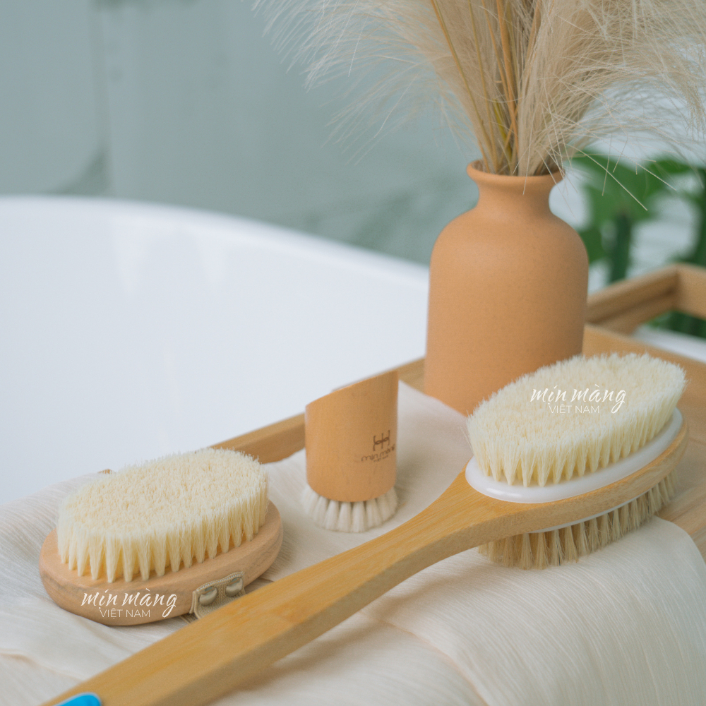 Chải Khô Body Tẩy Tế Bào Chết Mặt Và Cơ Thể Cây Chà Lưng Mịn Màng Việt Nam Chất Liệu Lông Thật