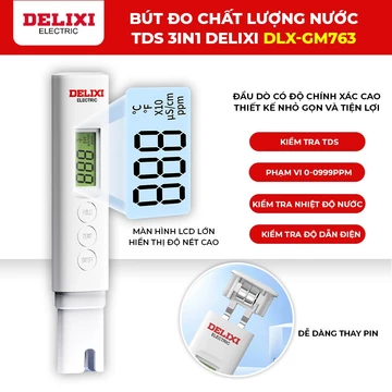 [GIÁ SỈ] Bút Kiểm Tra Chất Lượng Nước 3in1 Delixi Bút Đo TDS Nhiệt Độ, Độ C/F Kiểm Tra Độ Sạch Nước