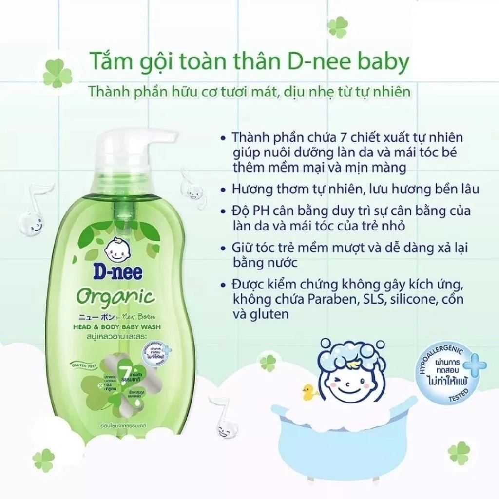 Sữa Tắm Gội Toàn Thân Dnee Baby Thái Lan Cho Bé Dưới 3 Tuổi Dung Tích 380ml