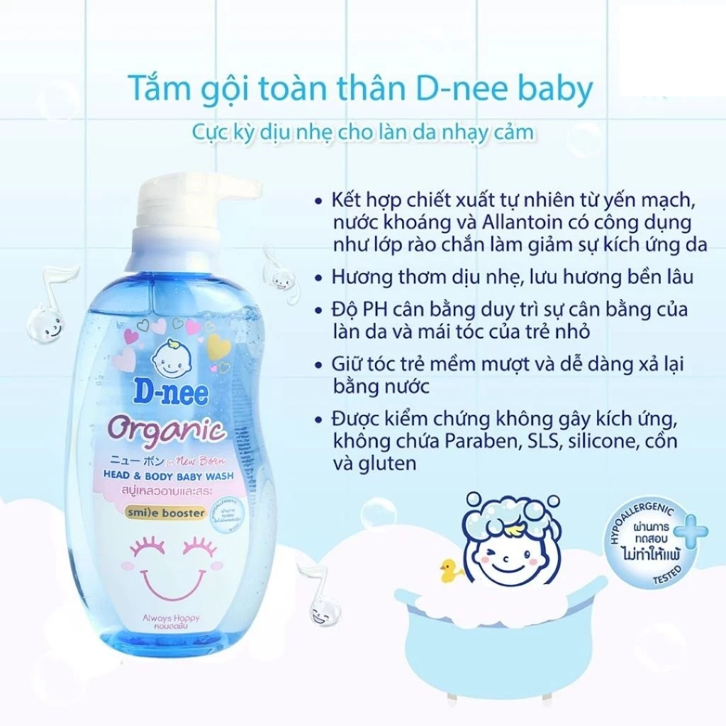 Sữa Tắm Gội Toàn Thân Dnee Baby Thái Lan Cho Bé Dưới 3 Tuổi Dung Tích 380ml