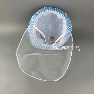 [ Bé 6 THÁNG - 20 THÁNG ] Mũ kèm khăn vôn che nắng vải cotton cho trẻ em, Nón vải voan chắn gió cản bụi trẻ sơ sinh