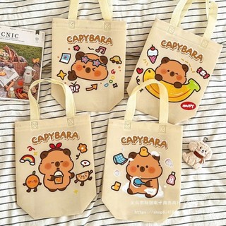 [HÀNG SẴN] Combo 5/3 Túi Tote Vải Không Dệt Hoạt Hình Capybara B51 Đựng Quà Tặng Dụng Cụ Hỗ Trợ Học Tập Cho Bé Dễ Thương