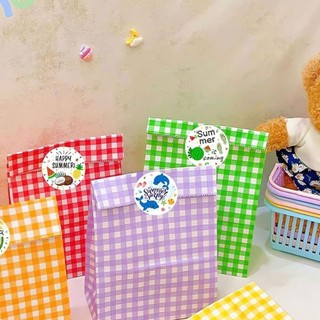 [HÀNG SẴN] Set 10 Giấy gói quà sọc caro đóng bánh kẹo handmade 5 màu tiện lợi đa năng dễ thương