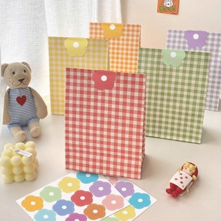 [HÀNG SẴN] Set 10 Giấy gói quà sọc caro đóng bánh kẹo handmade 5 màu tiện lợi đa năng dễ thương