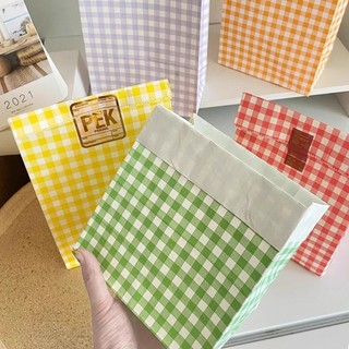 [HÀNG SẴN] Set 10 Giấy gói quà sọc caro đóng bánh kẹo handmade 5 màu tiện lợi đa năng dễ thương