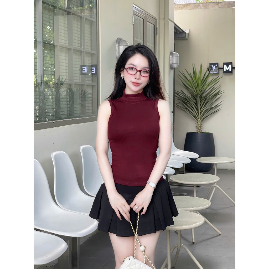 [Mã 23] ÁO THUN NỮ ÔM SÁT NÁCH CỔ LỌ - CHẤT VẢI BORIP LẠNH COTTON - MỀM NHẸ, THOÁNG MÁT - ANZi HOME