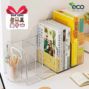 Kệ đựng sách để bàn ECO trong suốt nhiều ngăn chất liệu Acrylic dày dặn, cao cấp có tay cầm