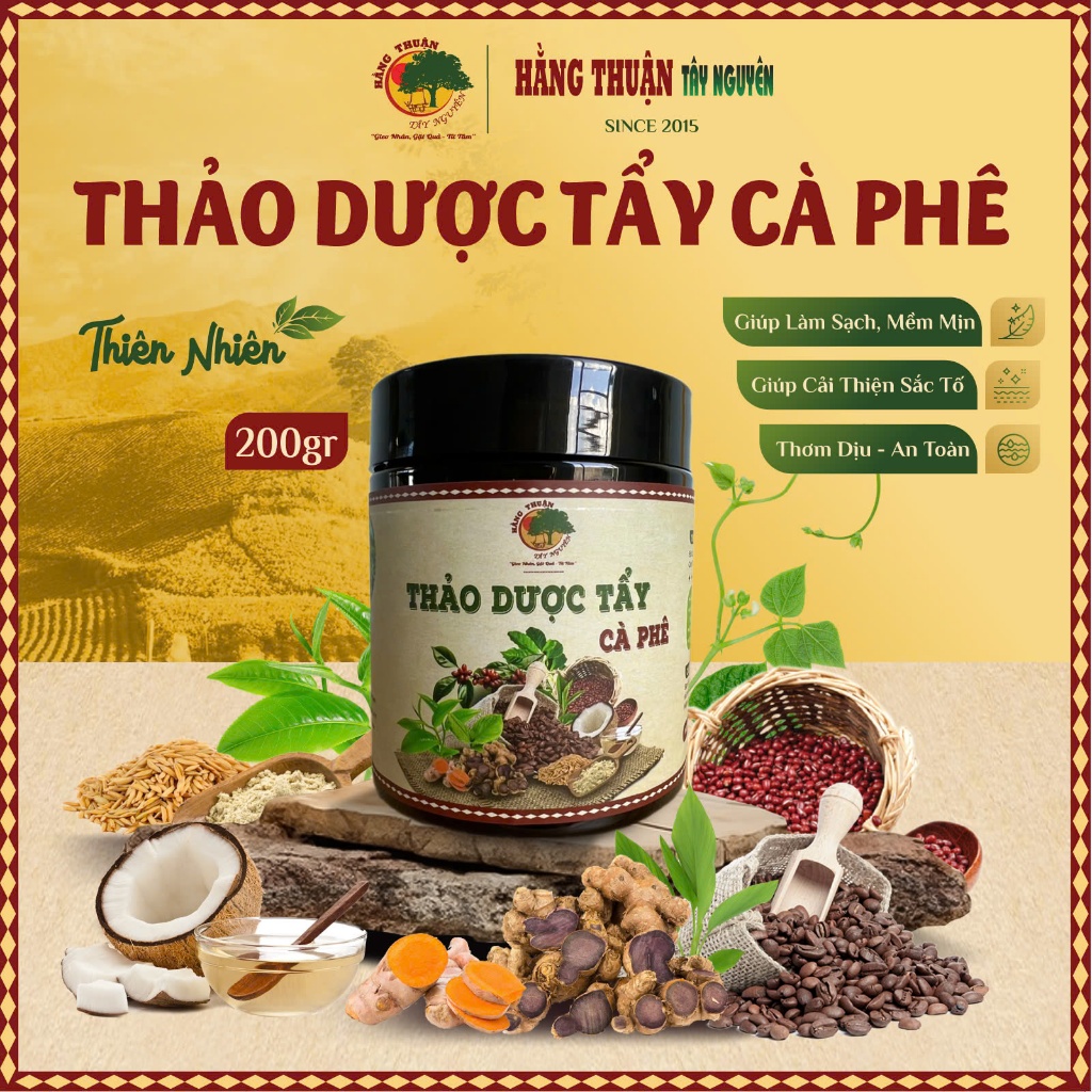 Tẩy Tế Bào Chết Thảo Dược Cà Phê Dầu Dừa Hằng Thuận Tây Nguyên Nữ Dưỡng Skincare Dưỡng Body