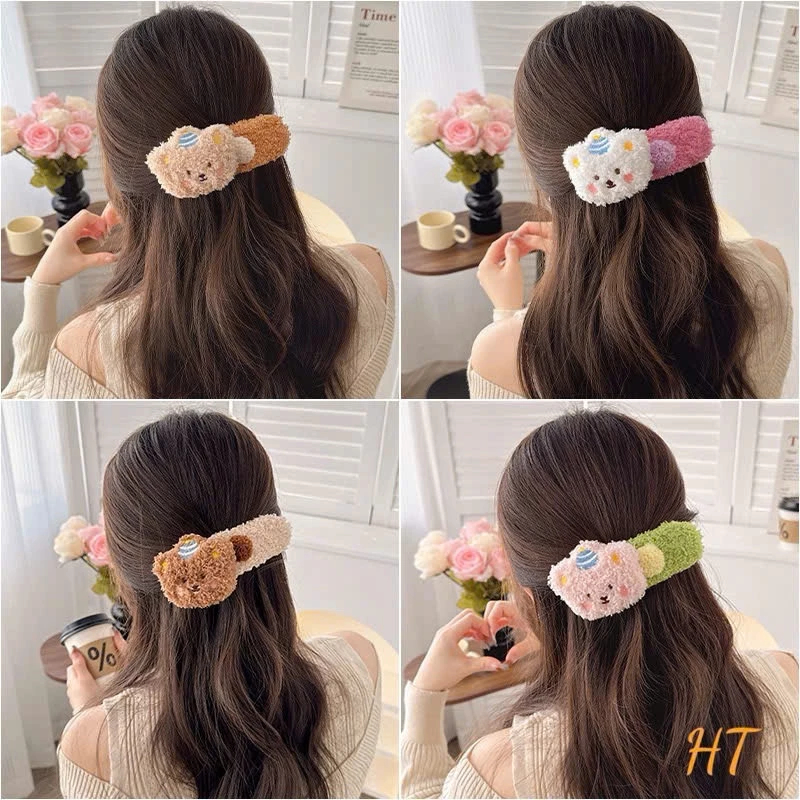 Kẹp Tóc Mỏ Vịt Lông Nhung Thú Bông xinh Xắn Đáng Yêu Phụ Kiện Tóc Empoli
