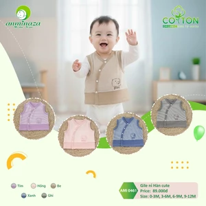 Áo Khoác Gile Nỉ Bông Anminaza Cho Bé Sơ Sinh Hoạ Tiết Đáng Yêu Ấm Áp AMI0461