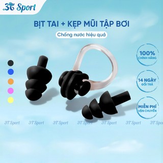 Bộ nút tai chống nước & kẹp mũi bơi Silicon cao cấp ngăn nước hiệu quả thoải mái khi bơi BT01+KM01