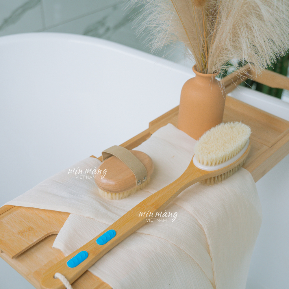 Chải Khô Body Tẩy Tế Bào Chết Mặt Và Cơ Thể Cây Chà Lưng Mịn Màng Việt Nam Chất Liệu Lông Thật