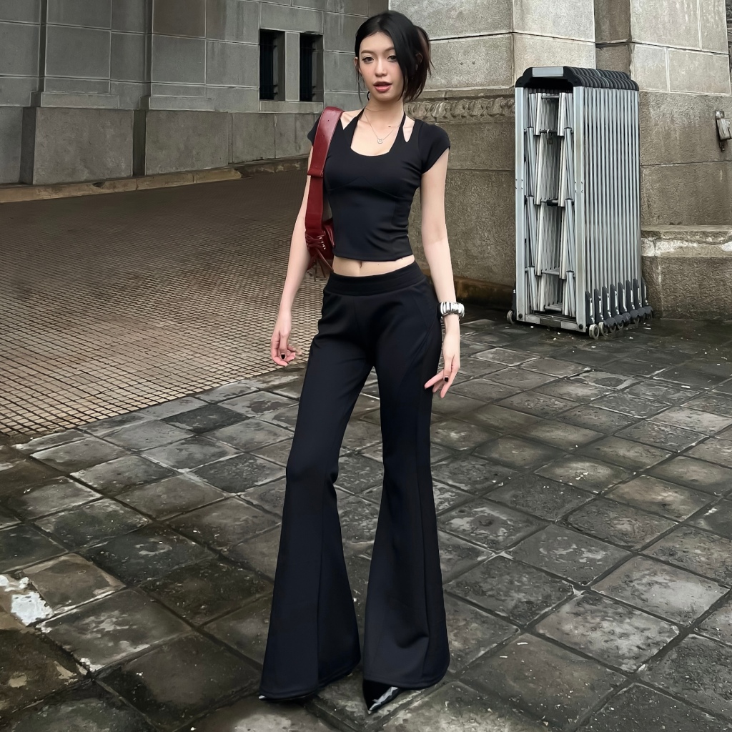 Quần dài ống loe dài phối gân tôn dáng FFCLUB