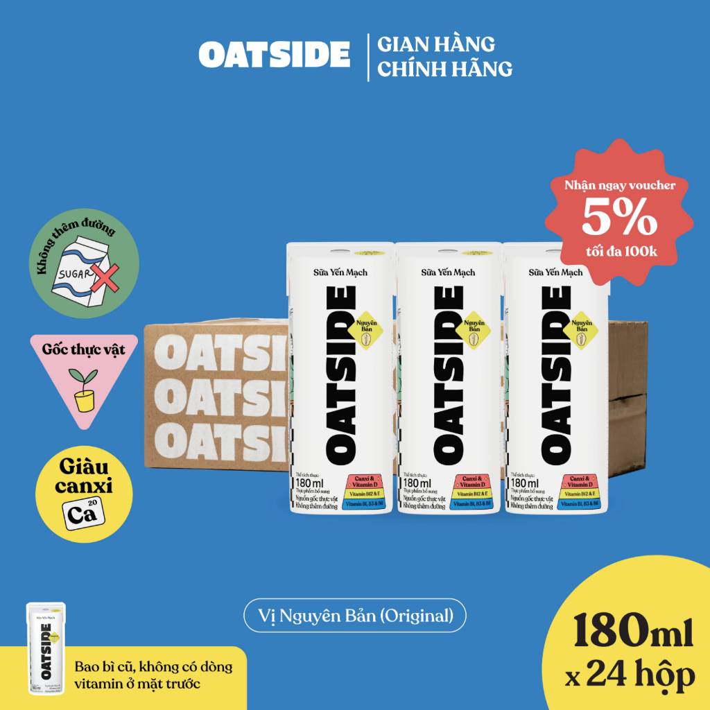 Sữa yến mạch OATSIDE vị nguyên bản Original lốc 180ml x 24 - Không ...