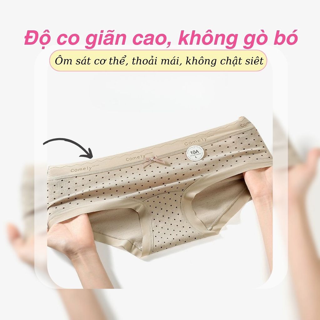 Quần Lót Nữ Cotton Đáy Lót Kháng Khuẩn Màu Nâu Họa Tiết Co Giãn 4 Chiều Viền Su Mềm Mịn LANIXA L8383