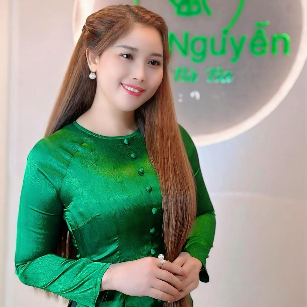 Hân Nguyễn Áo Bà Ba - B.A109 - Áo Bà Ba Gấm Xước Nút Nụ Cổ Tròn Tay Dài Dây Kéo QUẦN NGỌC TRAI