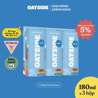 Sữa yến mạch OATSIDE vị Đậm Đà Deluxe lốc 180ml x 3 - Không lactose, Thơm ngon sánh mịn
