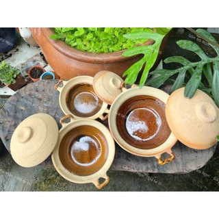 Nồi Đất/Chảo Đất Kho Cá - Tráng Men Lòng - Size 12cm Đến 20cm - Có Quai/Nắp Đậy - Kho Thịt - Nấu Canh - Gốm Đất Nung