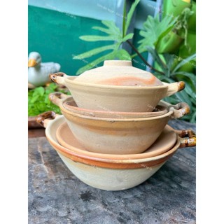 Nồi Đất Tai Nhỏ Kho Cá - Tráng Men Lòng - Size 14cm Đến 20cm - Có Quai/Nắp Đậy - Kho Thịt - Nấu Canh - Gốm Đất Nung
