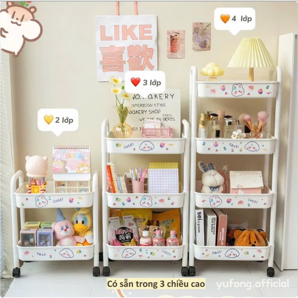 Kệ 3-4 Tầng Đa Năng Có Bánh Xe Di Chuyển Phù Hợp Nhà Bếp, Nhà Tắm, Kệ Spa Hàng Loại 1 Dày Dặn Cứng Cáp