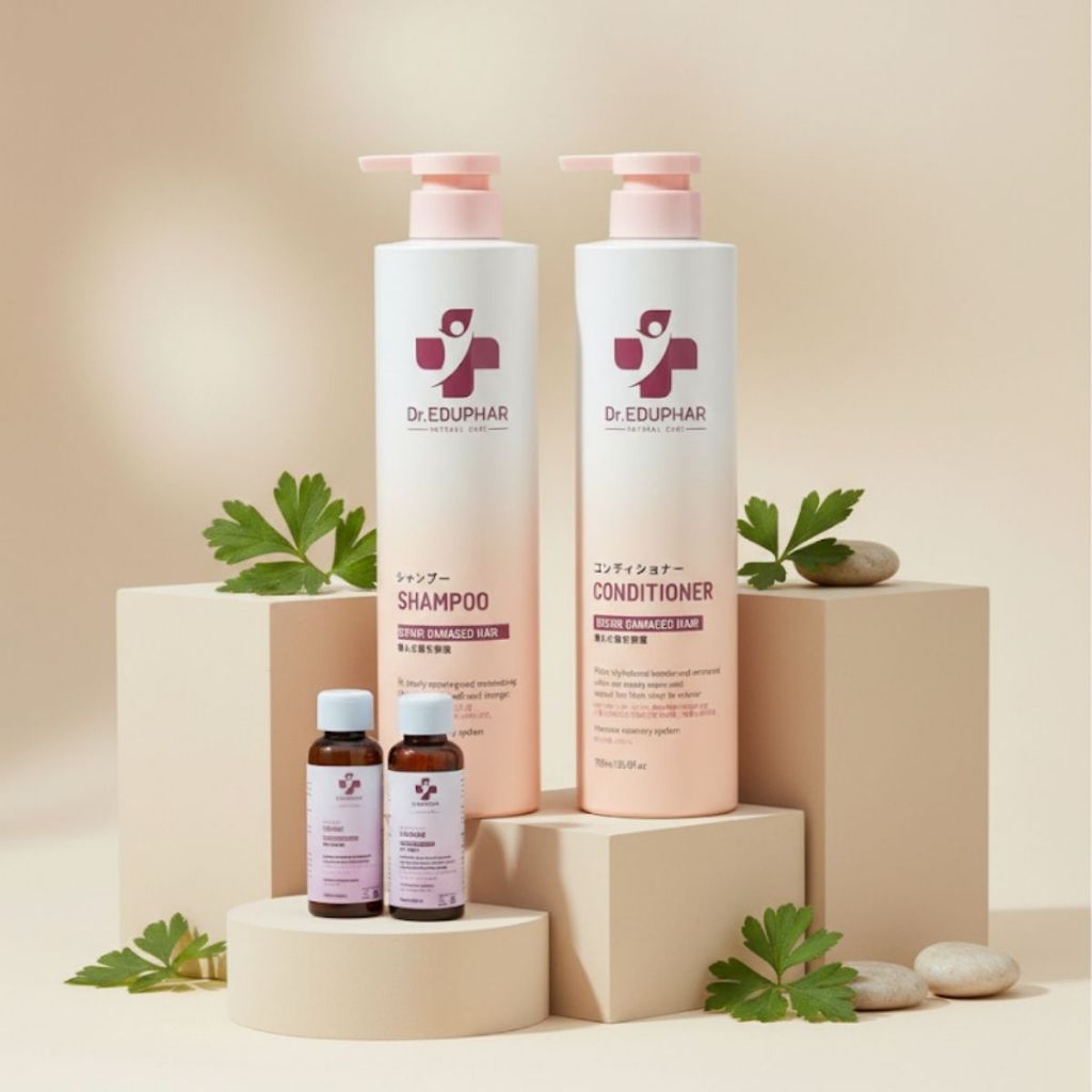 Cặp Gội Xả Dr.EDUPHAR Collagen 750ml | Hỗ Trợ Phục Hồi Tóc Khô Xơ, Dưỡng Mềm Mượt Chuẩn Salon
