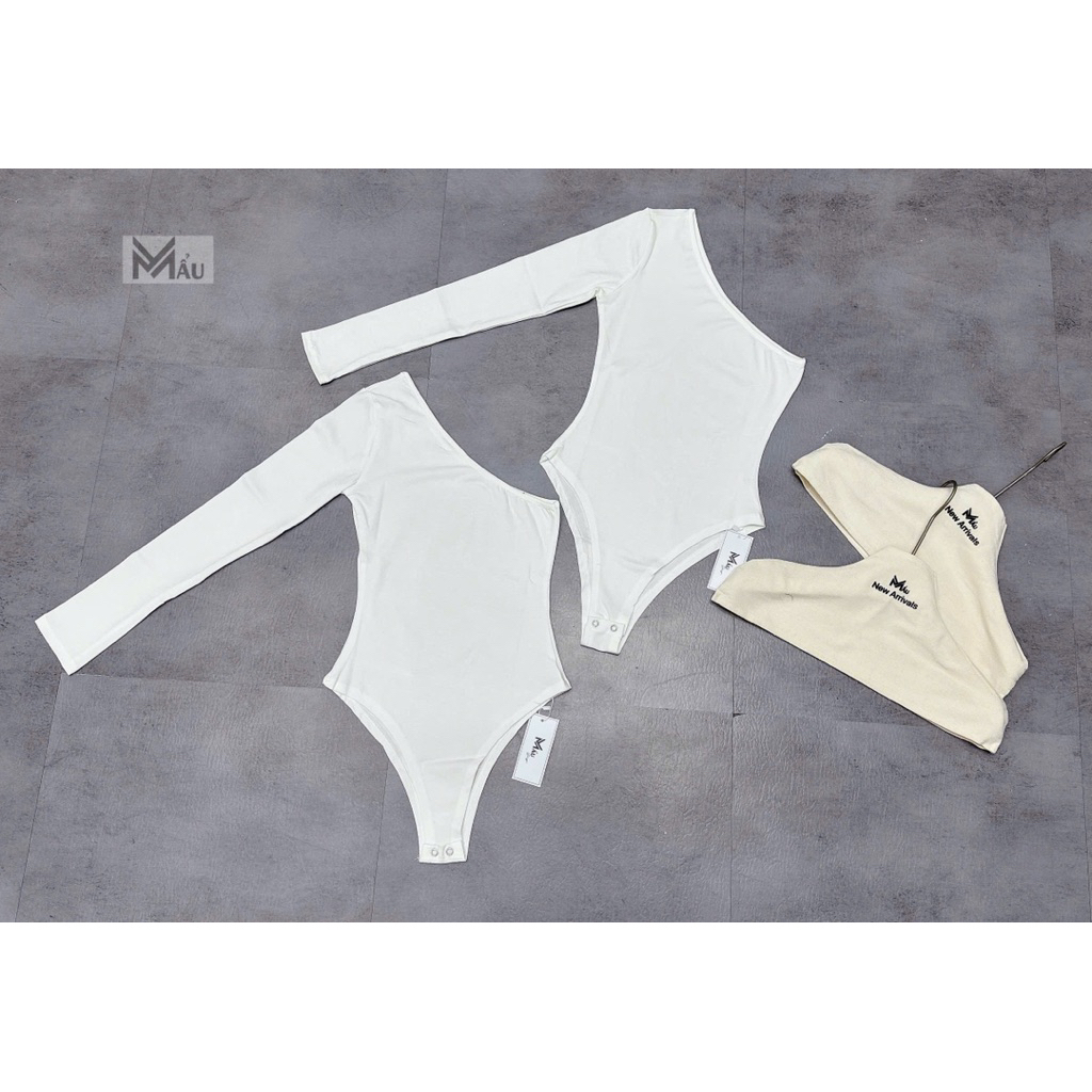 Áo bodysuit lệch vai phối đồ siu chất