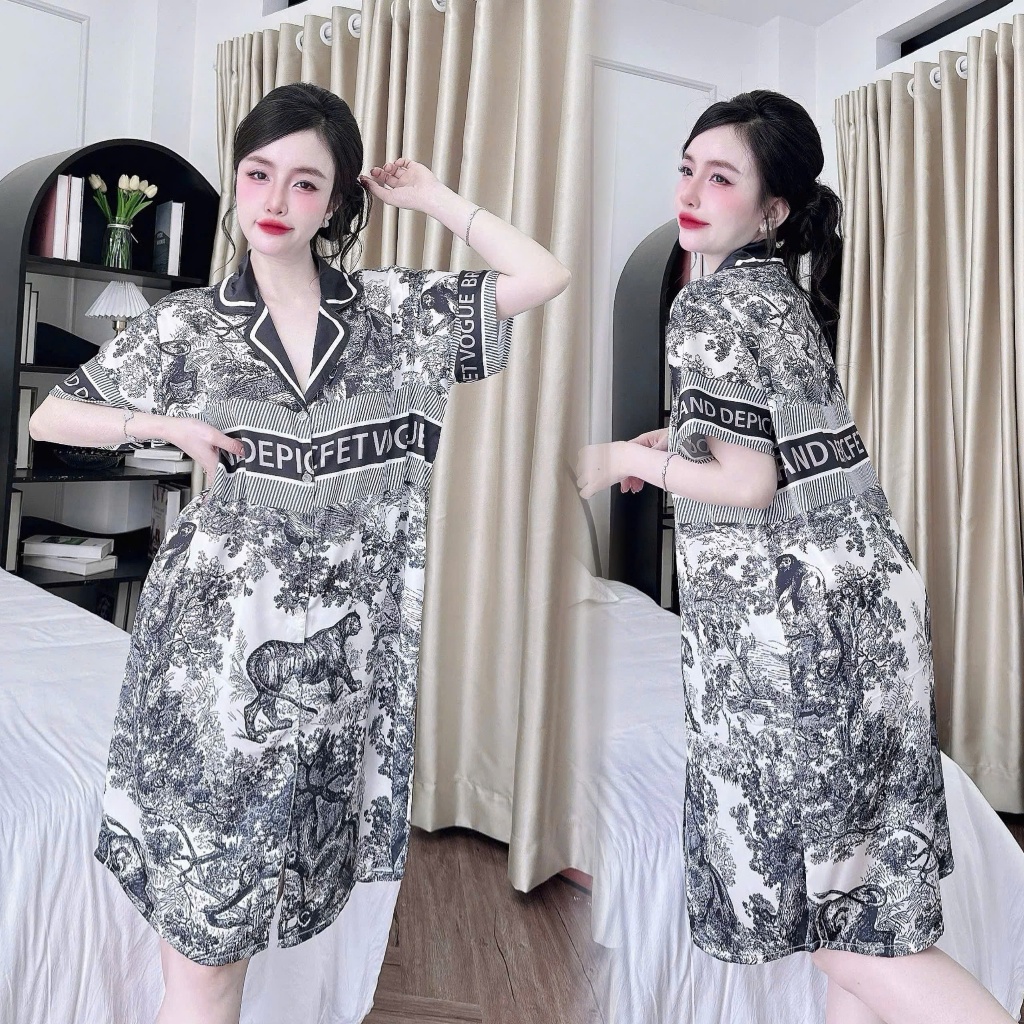 Đầm suông ngủ, đầm ngủ lụa lạnh,váy ngủ lụa dài đáng yêu freesize<75kg,đồ ngủ đẹp cho nữ cute[83]