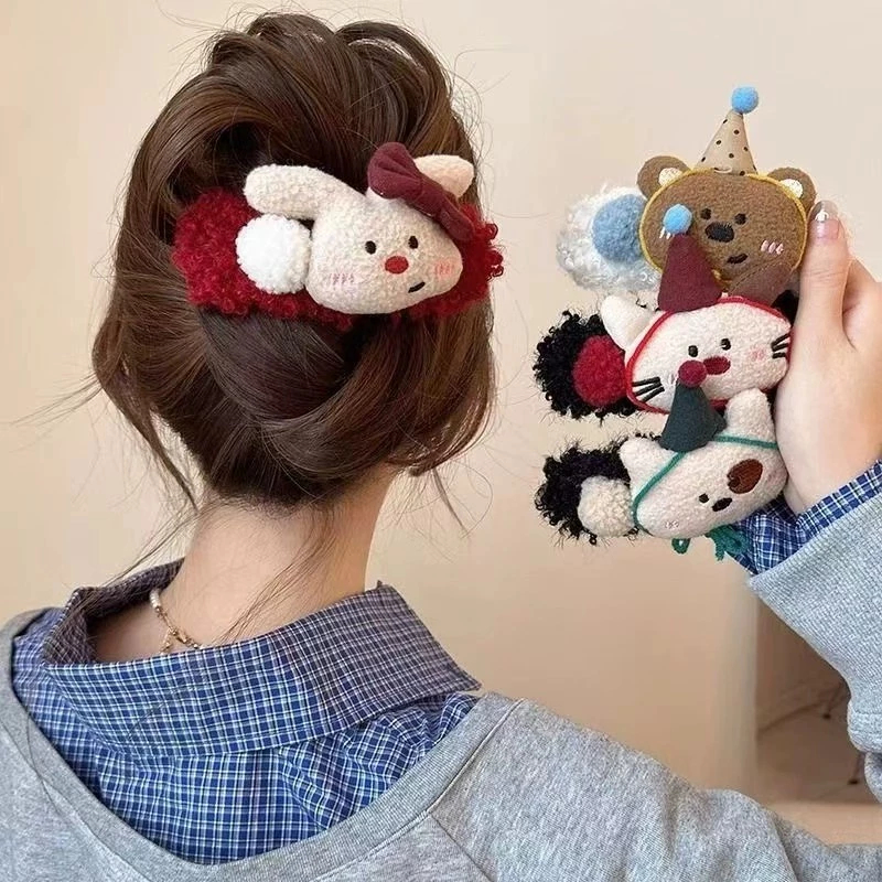 Kẹp Tóc Mỏ Vịt Lông Nhung Thú Bông xinh Xắn Đáng Yêu Phụ Kiện Tóc Empoli
