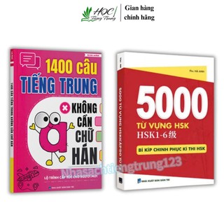 Combo sách 1400 câu tiếng trung không cần chữ Hán+5000 từ vựng HSK1-6 Bí kíp chinh phục kì thi HSK