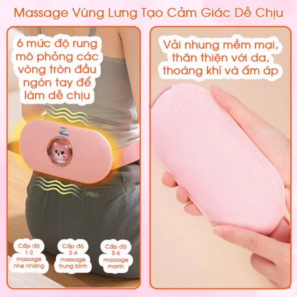 Đai giảm đau bụng kinh, chườm ấm bụng. Máy massage làm nóng bụng cho phụ nữ đến kì