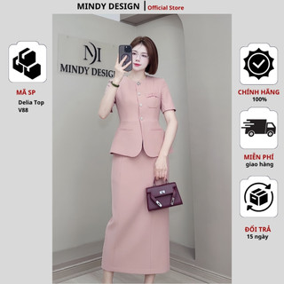 DELIA - Set váy nữ áo vest chân váy bút chì màu pastel tôn dáng thiết kế công sở nữ cao cấp MindyDesign