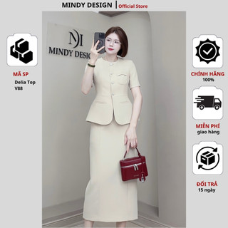 DELIA - Set váy nữ áo vest chân váy bút chì màu pastel tôn dáng thiết kế công sở nữ cao cấp MindyDesign