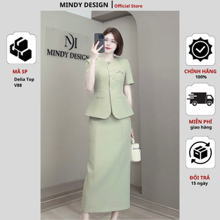 DELIA - Set váy nữ áo vest chân váy bút chì màu pastel tôn dáng thiết kế công sở nữ cao cấp MindyDesign