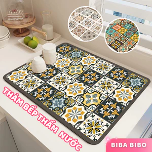 Thảm Lót Bàn Bếp Thấm Hút Nước BIBO, Tấm Lót Ly Silicon 4 Mùa Tấm Lót Ly Hoạ Tiết Cao Su Chống Trượt