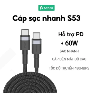 Cáp Sạc ORSEN Eloop S53 Type C To Type C 1m Sạc Nhanh PD 60W Bọc Dù