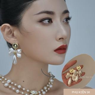 [HỎA TỐC] Hoa Tai Bông Tai Nơ Đính Ngọc Cao Cấp Phụ Kiện Cô Dâu T22