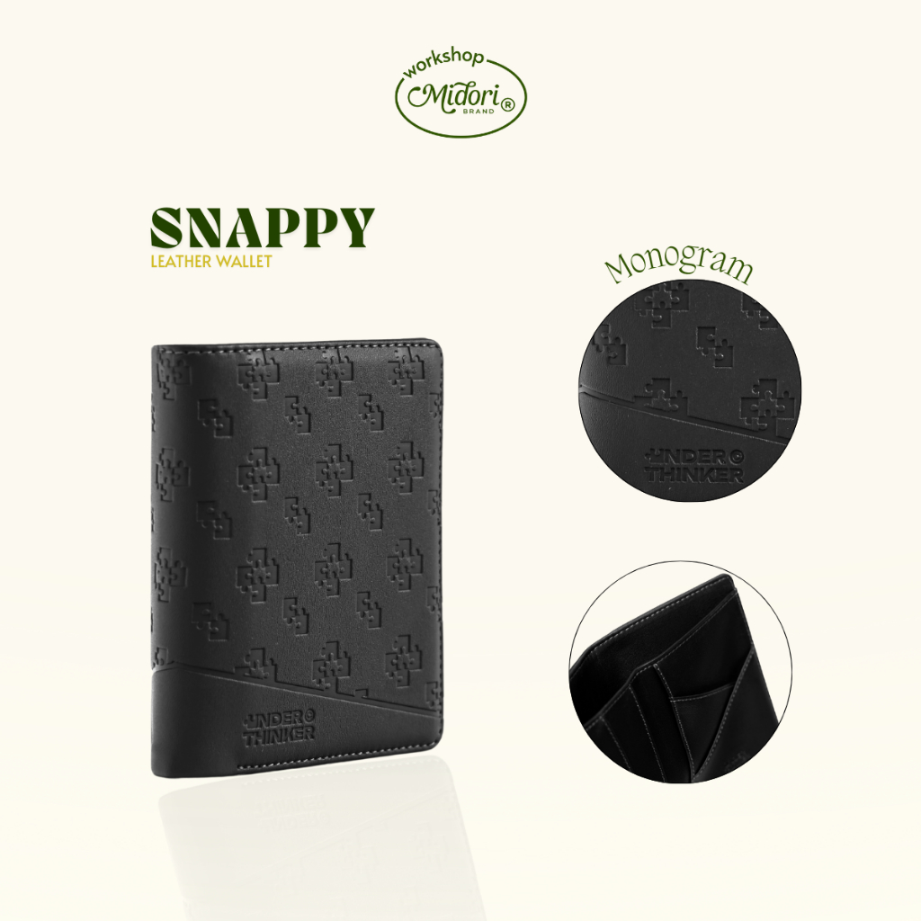 Ví Da PU Đứng Monogram SNAPPY Nam Nữ Bóp Đựng Tiền Thẻ Nhiều Ngăn Da PU Chính Hãng | MI MIDORI