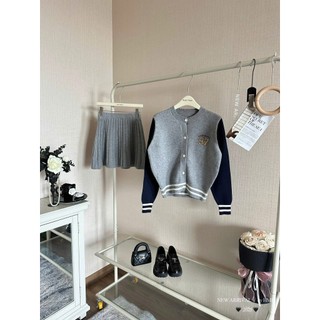 Set Áo Len Bóng Chày 97 Bomber Dài Tay Kèm Chân Váy QCCC Cao Cấp