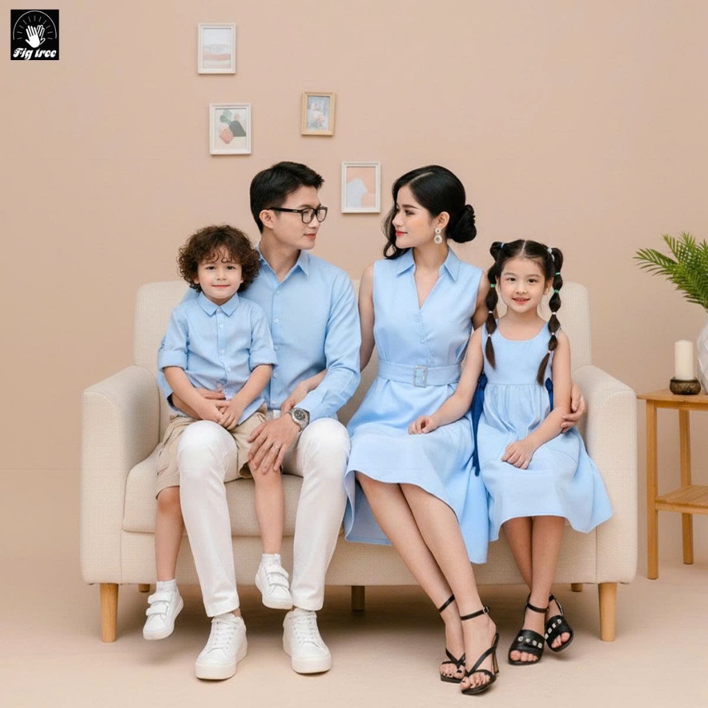 Đồng Phục Gia Đình FIG TREE Màu Xanh Nhạt New Nhẹ Nhàng (kèm feedback siêu sang)
