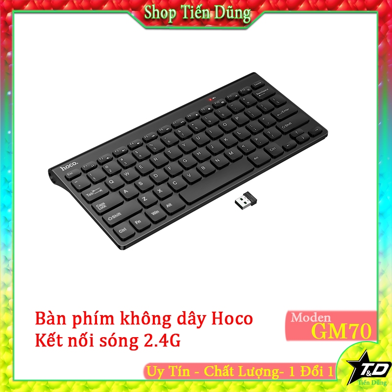 Bàn phím mini không dây Hoco GM70 kết nối 2.4G nhỏ gọn, tiện lợi