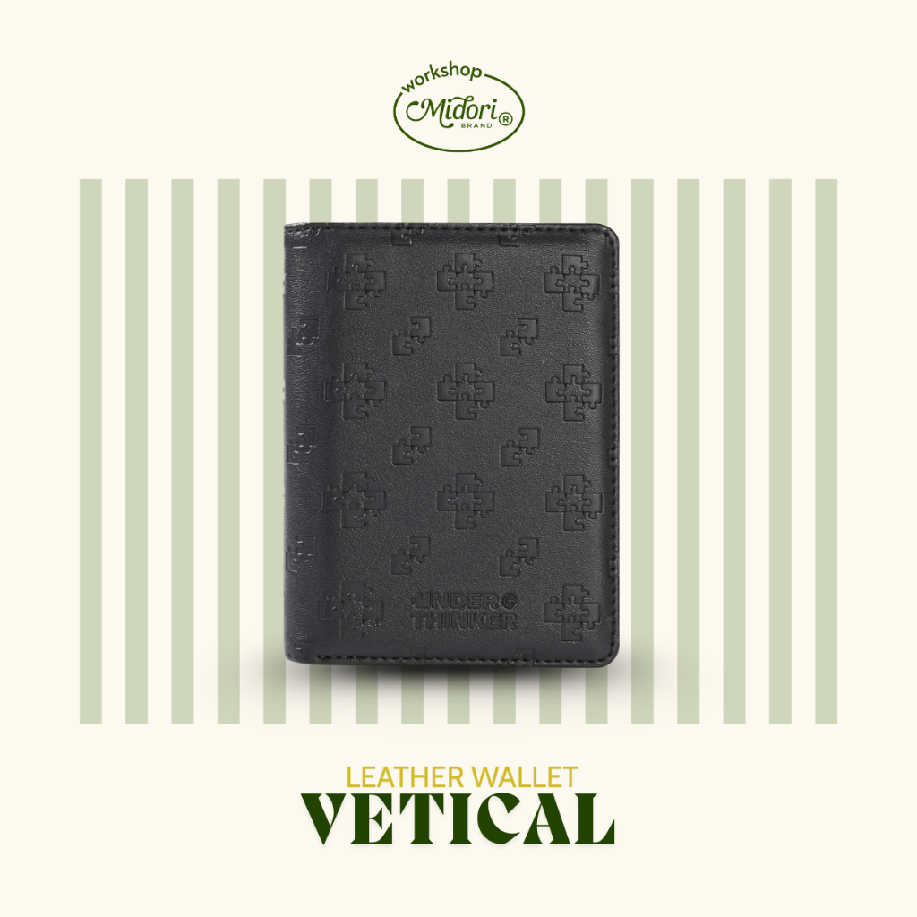Ví Da PU Đứng Monogram Vertical Nam Nữ Bóp Đựng Tiền Thẻ Nhiều Ngăn | MI MIDORI